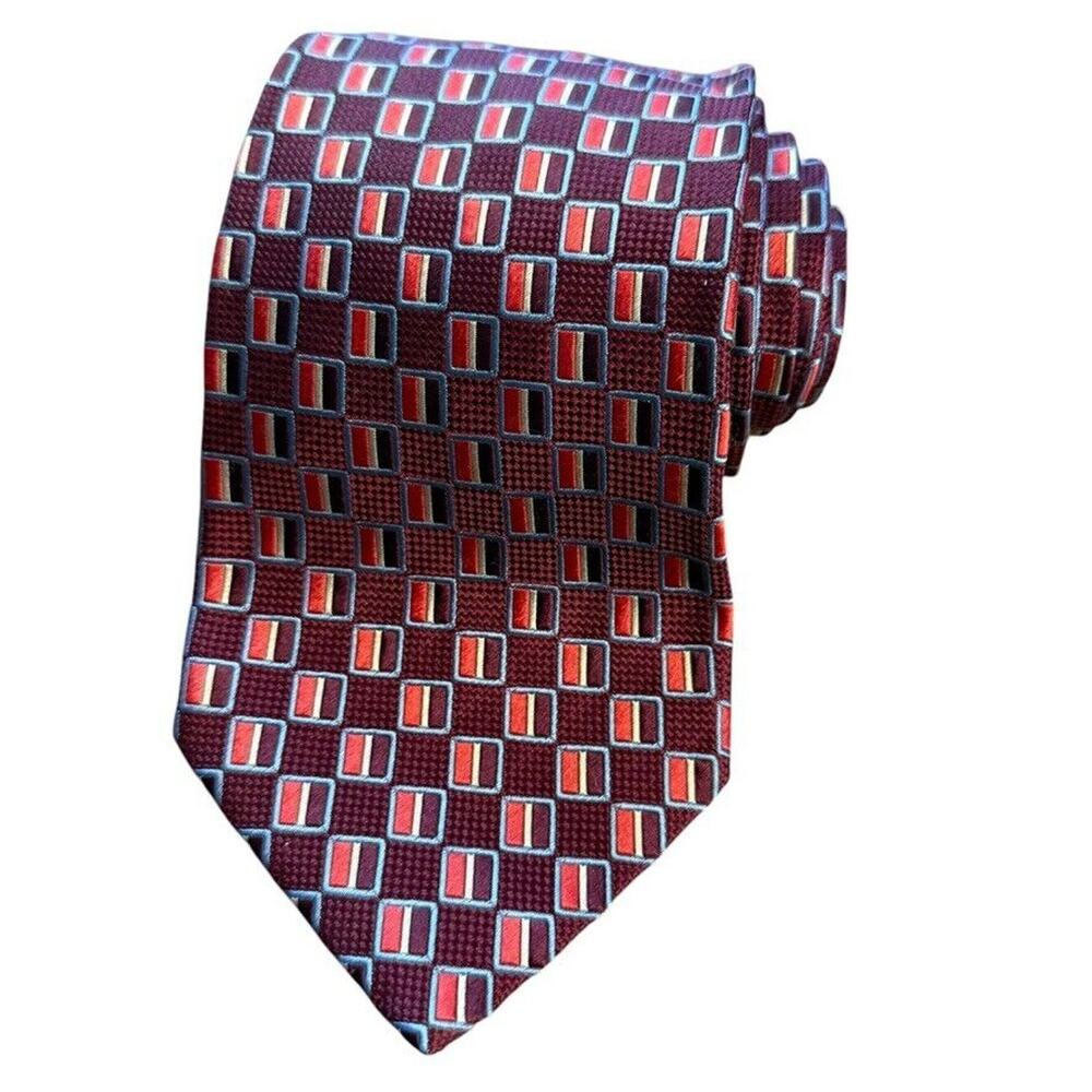 Jos A Bank Joseph Mens Silk Dark Red Textured Neck Tie 3.5" x 62" XL Extra Long